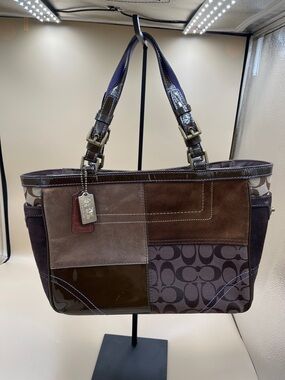Coach Patchwork Shoulder Tote with Signature C Panels 3 Hangtags H059J-8F69 Rare